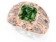 Asscher Cut Art Deco Engagement Ring Setting for a Fancy Green Lab-Grown Diamond | Rose Gold