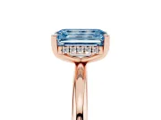 Emerald Cut Micro-Prong Hidden Halo Engagement Ring Setting for a Fancy Blue Lab-Grown Diamond | Plain Band | Rose Gold