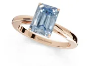 Emerald Cut Cathedral Solitaire Engagement Ring Setting for a Fancy Blue Lab-Grown Diamond | Open Shoulders | Rose Gold