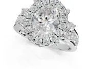 Oval Halo Side Cluster Engagement Ring Setting | Graduated Channel Band | Sterling Silver