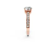 Round Vintage Hidden Halo Engagement Ring Setting | Milgrain Pave Band | Rose Gold