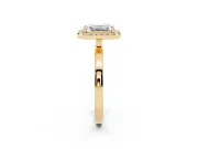Emerald Cut Thin Halo Engagement Ring Setting | Plain Polished Band | Yellow Gold