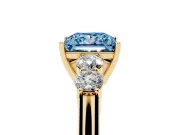 Princess Cut 5 Stone Engagement Ring Setting for a Fancy Blue Lab-Grown Diamond | Yellow Gold
