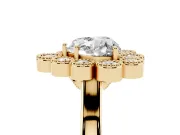 Heart-Shaped Vintage Milgrain Bezel Cluster Halo Engagement Ring Setting | Plain Band | Yellow Gold