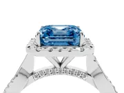 Asscher Cut Twist Halo Engagement Ring Setting for a Fancy Blue Lab-Grown Diamond | White Gold