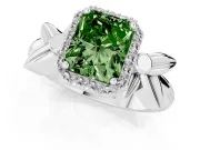 Radiant Cut Floral Halo Engagement Ring Setting for a Fancy Green Lab-Grown Diamond | Platinum