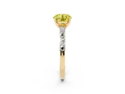 Round Baguette Side Stone Engagement Ring Setting for a Fancy Yellow Lab-Grown Diamond | Yellow Gold