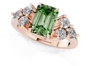 Emerald Cut Cluster Side Stone Engagement Ring Setting for a Fancy Green Lab-Grown Diamond | Plain Band | Rose Gold