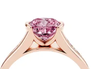Cushion Cut Half Bezel Engagement Ring Setting for a Fancy Pink Lab-Grown Diamond | Rose Gold