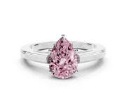 Pear-Shaped Solitaire Engagement Ring Setting for a Fancy Pink Lab-Grown Diamond | Stepped Flat Band | White Gold