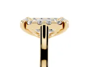 Emerald Cut Claw Corner Halo Engagement Ring Setting | Slim Plain Band | Yellow Gold