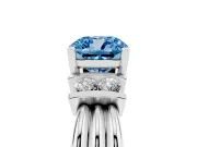 Cushion Cut Bar-Set Engagement Ring Setting for a Fancy Blue Lab-Grown Diamond | Sterling Silver