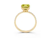 Asscher Cut Pave Solitaire Engagement Ring Setting for a Fancy Yellow Lab-Grown Diamond | Slim Band | Yellow Gold