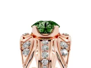 Round Art Deco Graduated Engagement Ring Setting for a Fancy Green Lab-Grown Diamond | Rose Gold
