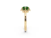Cushion Cut Petal Halo Engagement Ring Setting for a Fancy Green Lab-Grown Diamond | Yellow Gold