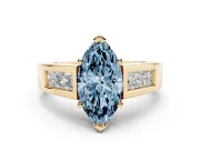 Marquise Channel-Set Engagement Ring Setting for a Fancy Blue Lab-Grown Diamond | Yellow Gold