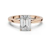 Emerald Cut Cathedral Solitaire Engagement Ring Setting | Open Shoulders | Rose Gold