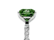Princess Cut Pave Solitaire Engagement Ring Setting for a Fancy Green Lab-Grown Diamond | Slim Band | Sterling Silver