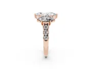Marquise Three Stone Engagement Ring Setting | Accented Shoulders | Rose Gold