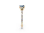 Cushion Cut Pavé Engagement Ring Setting for a Fancy Blue Lab-Grown Diamond | Alternating Accents | Yellow Gold