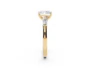 Radiant Cut Diamond Solitaire Ring Set in Yellow gold with Tapered Baguette Side Stones and Prong Setting