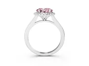 Oval Halo Engagement Ring Setting for a Fancy Pink Lab-Grown Diamond | Plain Polished Band | White Gold