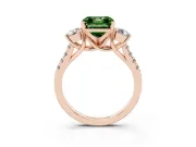Fancy Green Three-Stone Asscher Cut Diamond Pavé Band Ring Set in Rose gold with Prong-Set Trio