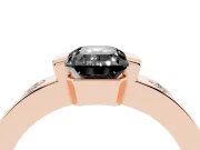 Emerald Cut Tension Style Engagement Ring Setting for a Black Center | Flush Set Accents | Rose Gold