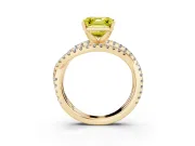 Fancy Yellow Asscher Cut Diamond Solitaire Twist Band Ring Set in Yellow gold with Pavé Setting and Prong Head