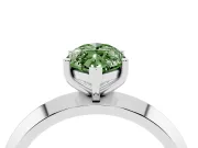 Fancy Green Marquise Cut Diamond Solitaire Engagement Ring Set in Silver with Flat Band and Prong Setting