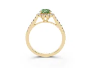 Pear-Shaped Raised Halo Engagement Ring Setting for a Fancy Green Lab-Grown Diamond | Yellow Gold