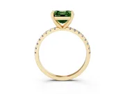 Asscher Cut Petite Pavé Solitaire Engagement Ring Setting for a Fancy Green Lab-Grown Diamond | Slim Band | Yellow Gold