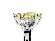 Fancy Yellow Marquise Cut Diamond Three-Stone Ring Set in Silver with Prong Setting and Classic Band