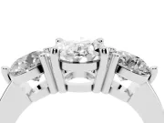 Oval Cut Diamond Three-Stone Ring Set in Silver with Prong Setting and Classic Band