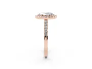 Oval Halo Engagement Ring Setting | Single Row Pavé Band | Rose Gold