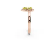 Pear-Shaped Thin Halo Engagement Ring Setting for a Fancy Yellow Lab-Grown Diamond | Slim Plain Band | Rose Gold