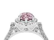Marquise Halo Engagement Ring Setting for a Fancy Pink Lab-Grown Diamond | Pavé Panel Shoulders | Sterling Silver
