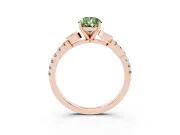 Fancy Green Pear Cut Diamond Solitaire Leaf-Inspired Ring Set in Rose gold with Pavé Band and Prong Setting
