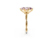 Fancy Pink Marquise Cut Diamond Solitaire Ring Set in Yellow gold with Twisted Band and Bead Prong Setting