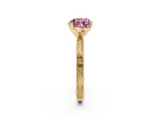 Heart-Shaped Engraved Engagement Ring Setting for a Fancy Pink Lab-Grown Diamond | Yellow Gold
