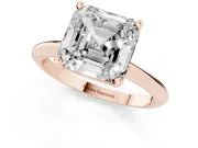 Asscher Cut Plain Knife-Edge Solitaire Engagement Ring Setting | Claw Prongs | Rose Gold