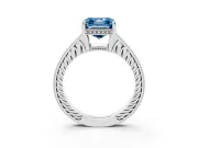 Asscher Cut Engraved Engagement Ring Setting for a Fancy Blue Lab-Grown Diamond | White Gold