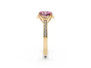 Radiant Cut Floral Pavé Engagement Ring Setting for a Fancy Pink Lab-Grown Diamond | Yellow Gold