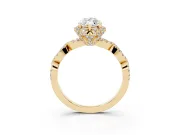 Marquise Milgrain Halo Engagement Ring Setting | Graduated Shoulders | Yellow Gold