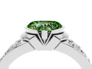 Heart-Shaped Half Bezel Engagement Ring Setting for a Fancy Green Lab-Grown Diamond | Channel Band | Sterling Silver