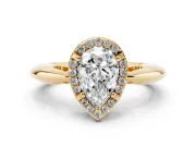 Pear-Shaped Halo Engagement Ring Setting | Plain Tapered Band | Yellow Gold