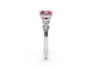 Asscher Cut Five Stone Engagement Ring Setting for a Fancy Pink Lab-Grown Diamond | Prong Set Side Stones | White Gold