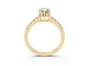 Radiant Cut Hidden Halo Solitaire Engagement Ring Setting | Shared Prong Band | Yellow Gold