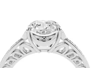 Cushion Cut Floral Pavé Engagement Ring Setting | Petal Accents | Sterling Silver