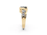 Fancy Black Princess Cut Diamond Bezel Bypass Ring Set in Yellow gold with Round Accents